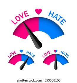 Love and Hate meter, Valentines Day design element, vector illustration