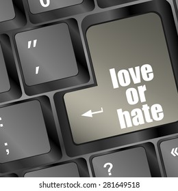 love or hate relationships communication impressions ratings reviews computer keyboard key, vector