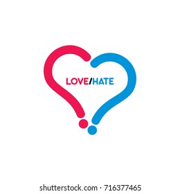 love hate symbol question mark logo vector