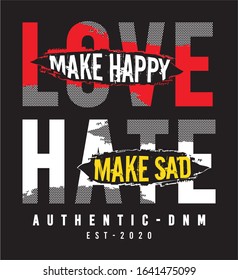 love hate typography for print t shirt 
