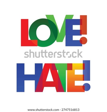 Love Hate Typography Text Concept Opposite Emotion Word Design