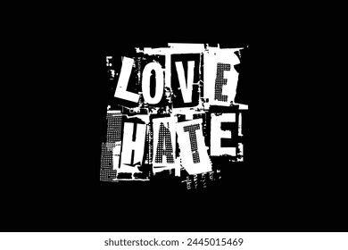 LOVE HATE vector art typography Punk Style Design