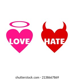 Love and hate vector icon. Demon and angel vector.