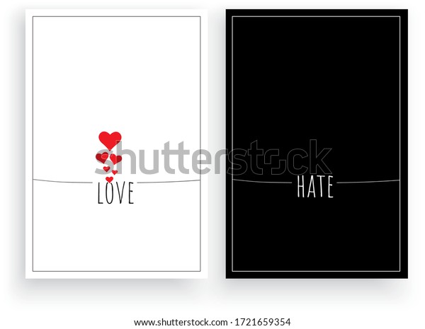 Love Hate Vector Scandinavian Minimalist Art Stock Vector (Royalty Free ...
