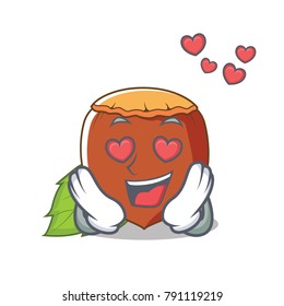 In love hazelnut mascot cartoon style