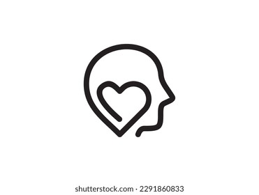 love head logo design, Human brain icon innovation intelligence vector illustration.