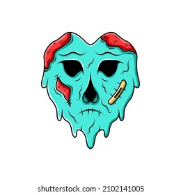 Love head zombie valentine's day illustration