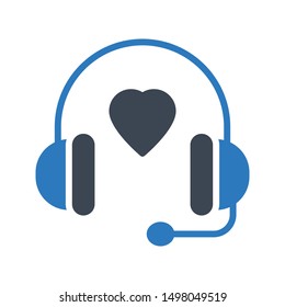 love headset glyph colour vector icon