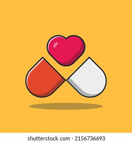 Love Healthy Capsule Pill Cartoon Icon Vector