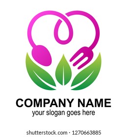 love healthy food logo, diet and nutrition  icons, organic food symbol