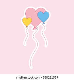 Love hear balloons sticker flat icon vector illustration design