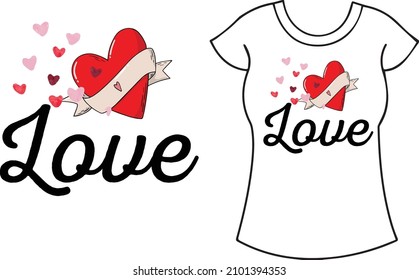 Love heard valentine t-shirt design