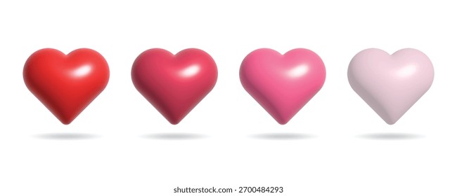 Love heart 3D-Form Cartoon bunte Sammlung einzeln auf weiß. Vektorgrafik 