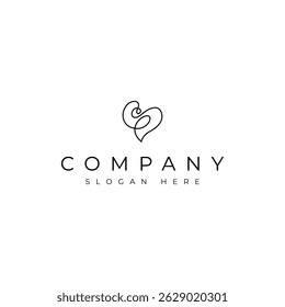 love heart abstract continuous line style logo icon symbol