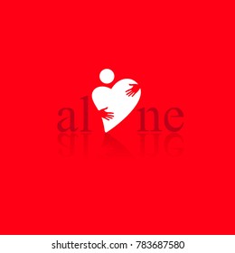 love heart alone vector