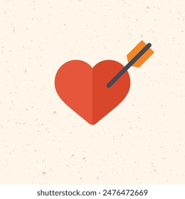 love heart with arrow, valentine's day icon, romantic feeling symbol. Stock vector illustration