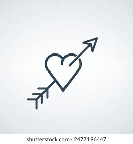 love heart with arrow, valentine's day icon, romantic feeling symbol. Stock vector illustration isolated