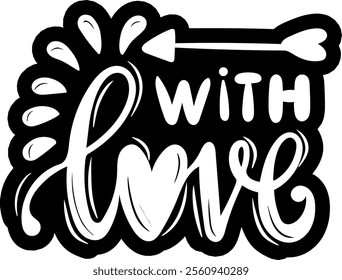 with love heart arrow valentines day black vector graphic design and cut file