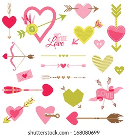 Love, Heart and Arrows Set - for Valentine's Day - in vector