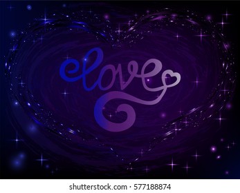 Love heart background, Abstract space vector with star heart, cosmic galaxy space background