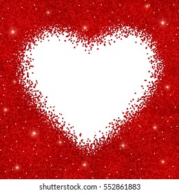 Love heart background with red sparkles. Vector