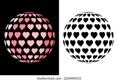 Love heart ball vector, Love Shape in 3d Circle vector graphic