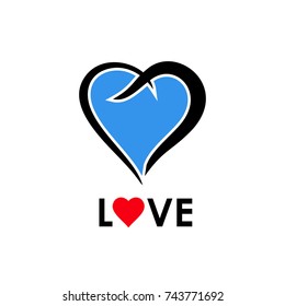 love heart blue vector logo
