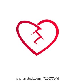 love heart break vector logo