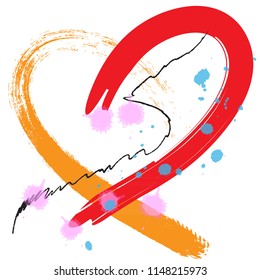 love and heart brush strokes style