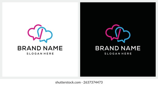 love heart and bubble chat logo design vector template