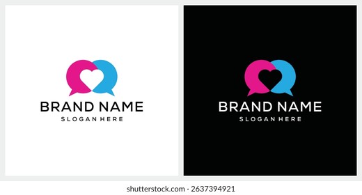 love heart and bubble chat logo design graphic vector 