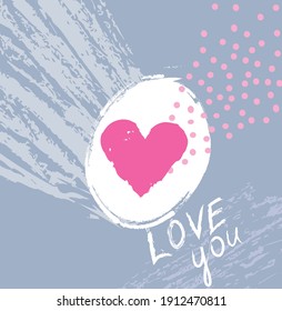 Love heart calligraphic hand drawn sign. Valentines day icon Holiday background. Greeting card design