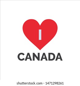 Love, Heart, Canada  Flat Color Icon. Vector icon banner Template. Vector Icon Template background