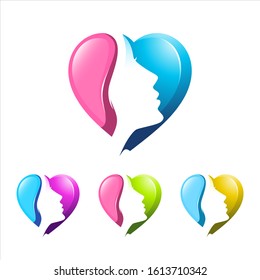 Love heart care and beauty colorful vector logo template
