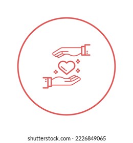 Love heart care hand icon | Circle version icon |