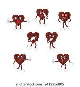 Love heart cartoon with many expressions. different love heart activity vector illustration flat design. smart love heart for children story book.