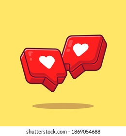 Love Heart Cartoon Vector Icon Illustration. Symbol Object Icon Concept Isolated Premium Vector. Flat Cartoon Style