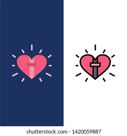 Love, Heart, Celebration, Christian, Easter  Icons. Flat and Line Filled Icon Set Vector Blue Background