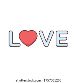 Love  heart in center isolate  on white background. Flat style object.simple design.