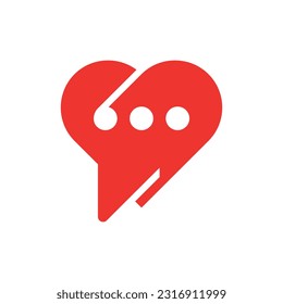 Love Heart Chat Vector Icon Illustration, Chat love logo design template