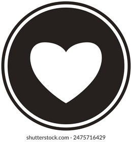 Love heart and circle flat icon vector isolated on white background.