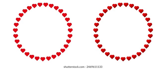 Love heart circle frame. Heart round border design vector