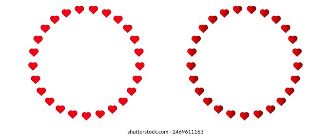 Marco del círculo del corazón del amor. Diseño de borde redondo de corazón