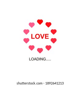 Love heart circle loading icon. Symbol update love isolated on white background. Vector illustration. EPS 10