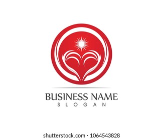 Love heart circle logo design illustration