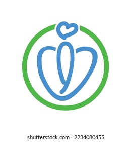 Love heart circle logo icon