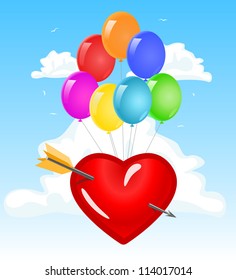 Love heart in the clouds. Illustration