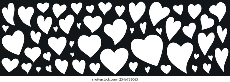 Love heart collection icon set. Vector stock illustration isolated on black background for design template Valentine greeting card, wedding banner. EPS10