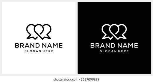 love heart combined with bubble voice logo design