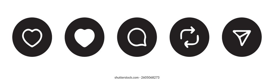 Love, Heart, comment, Share, Button icon set. vector Illustration Eps 10
